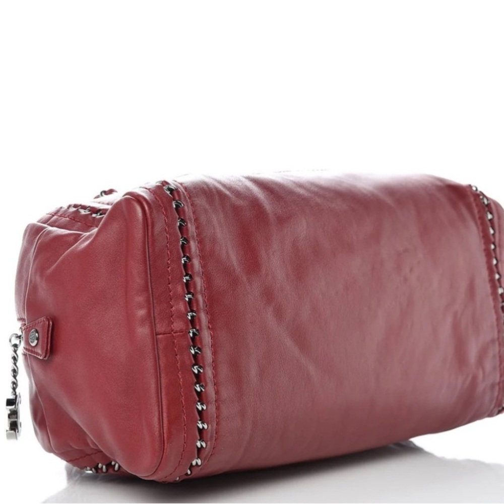 CHANEL Red Smooth Calfskin Bowler Shoulder Bag - Picture 6 of 12